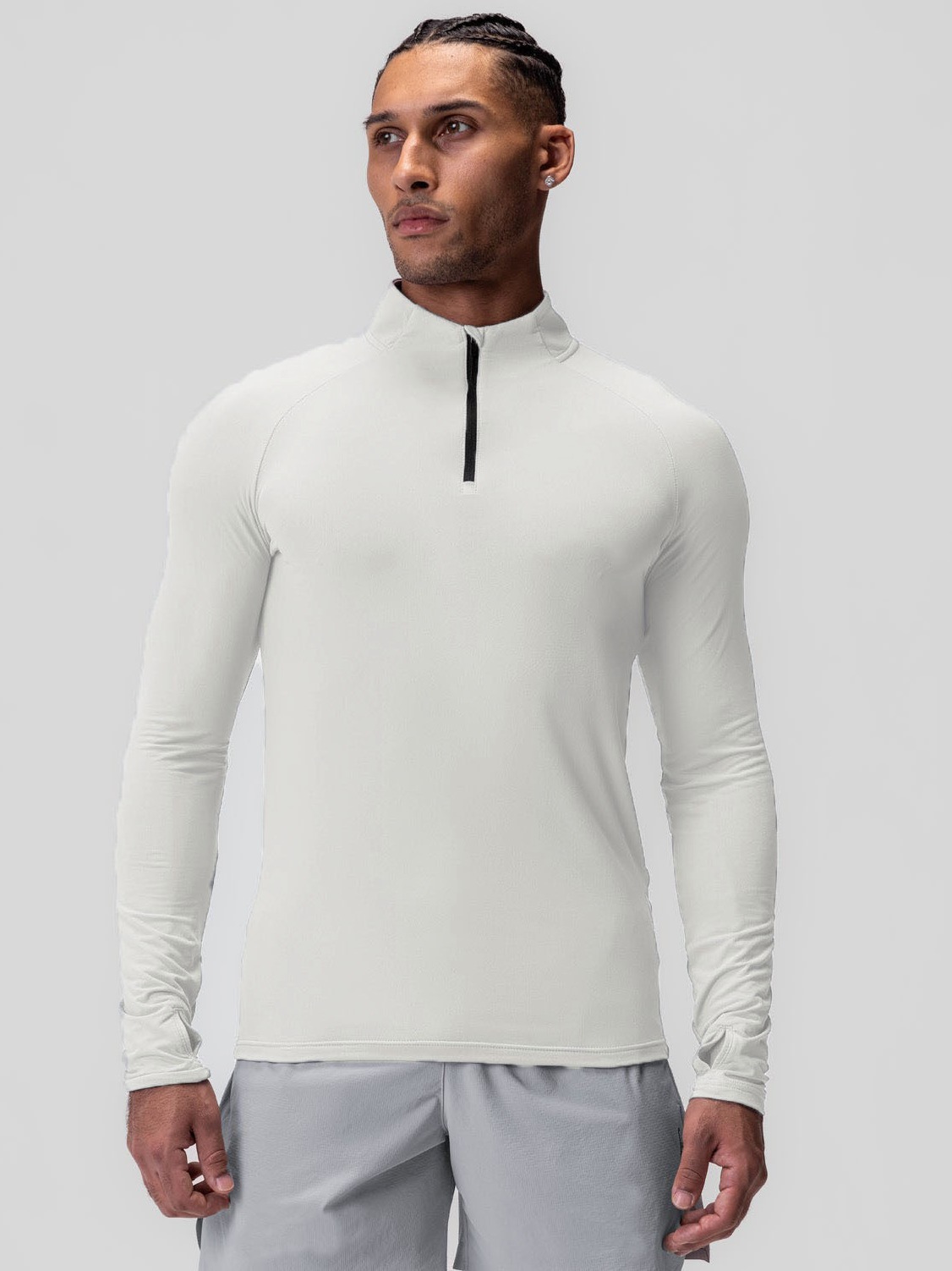 LLL316 Men Running Sports Long Sleeve T-shirt Men's Style Stand-up Collar Half Zipper Shirt Training Fitness Top Training Elastic Quick Dry