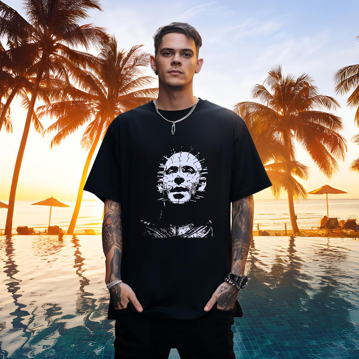 Fashion Casual Mens Tshirts 100% Cotton 230g Street Wear skull Breathable Crew Neck T shirt TOP Quality Skull Clothes