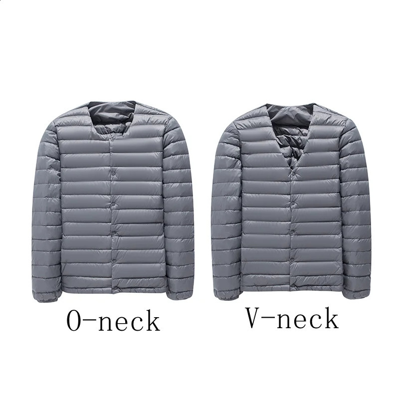 born matte fabric ultra light down jacket mens Vneck ultrathin windproof portable lightweight warm lining 240822
