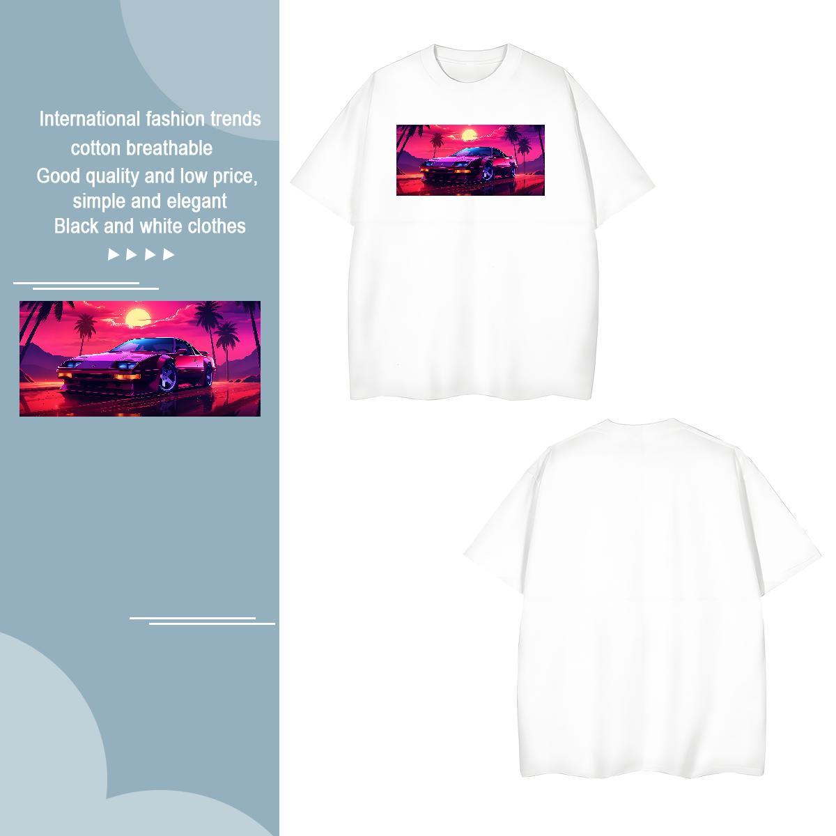 Cool Design car T-Shirts for Men Casual Men Tops Tees 230g Pure Cotton Designer Fashion Breathable Custom Cartoon Clothes