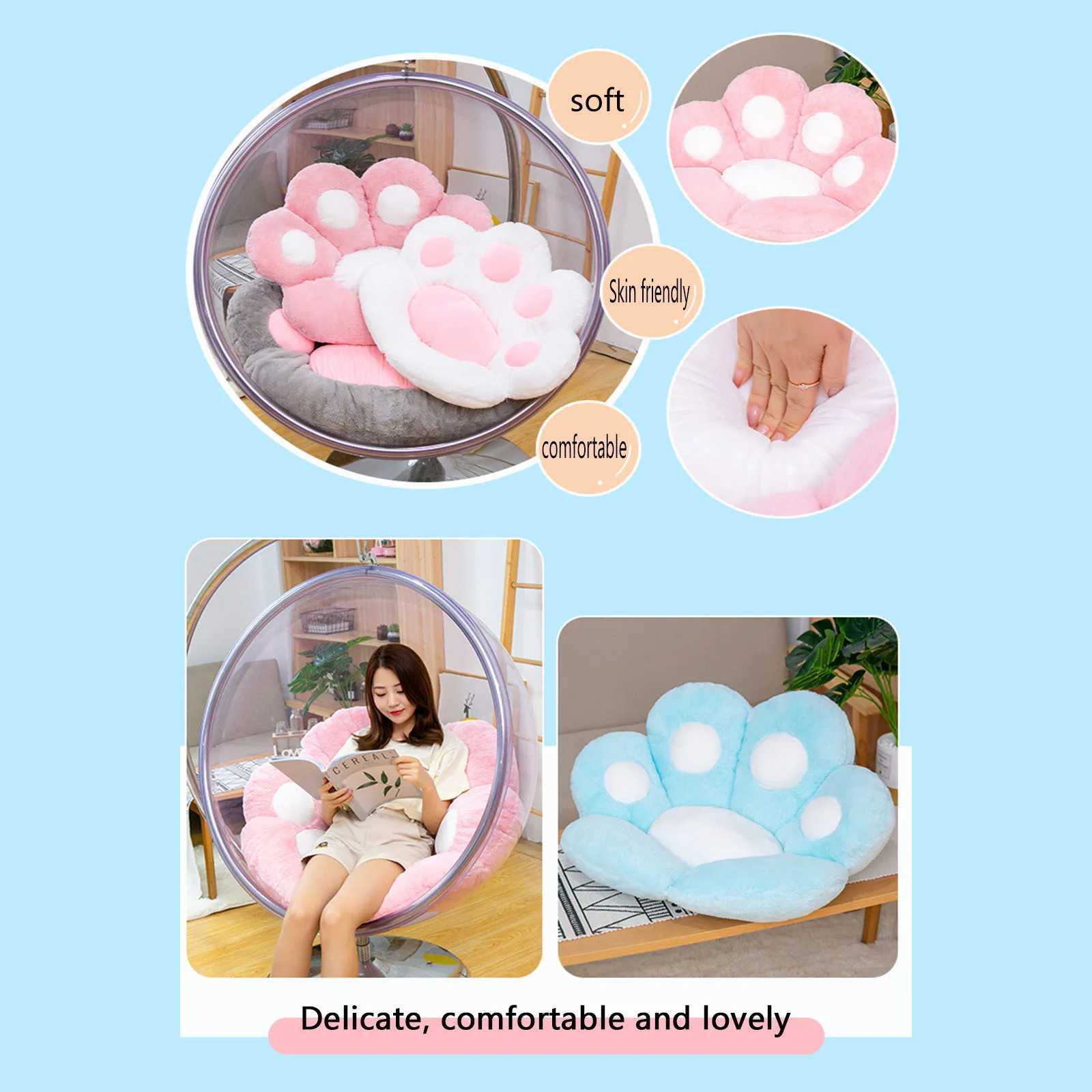Cute Cat Paw Back Pillows Plush Chair Cushion Plush Seat Cushions for Home Sofa Mat Office Hotel Caf Chair Seat Back CushionXJ240821