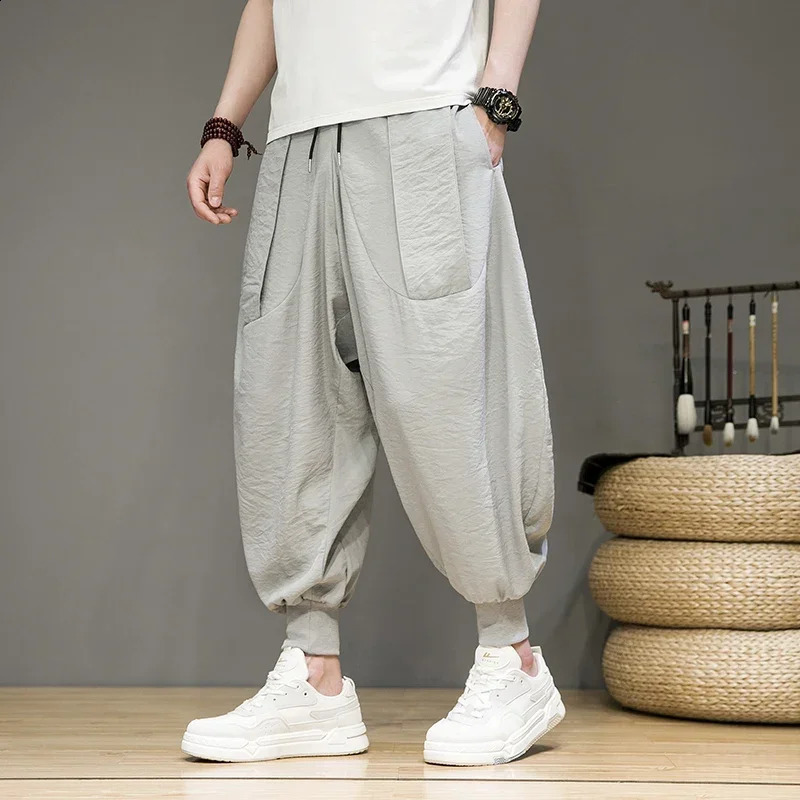 Harajuku grey jogging pants mens hiphop streetwear wide leg sports Korean fashion oversized Trouser Baggy 240821