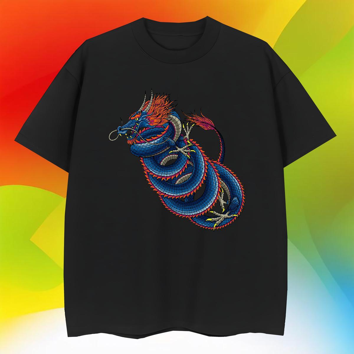 Cool dragon Mens T Shirts Home Outdoor Men Tshirts 230g 100% Cotton 2024 DIY Crew Neck Breathable DIY Printed Tees