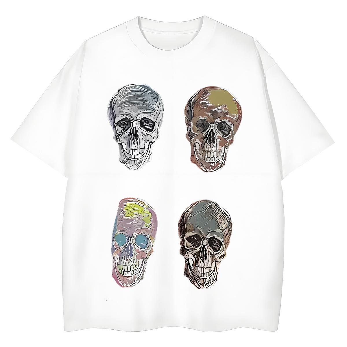 Fashion New T-Shirts 230g Pure Cotton Comfortable Hip Hop Street skull Women Tees 5A Black White Clothes