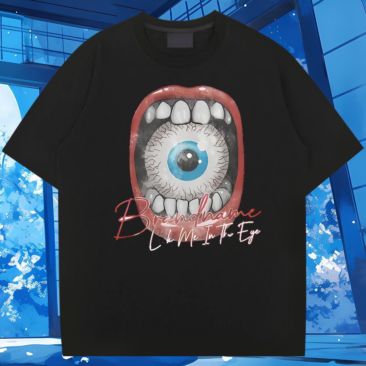 Popular eyeball T Shirts Men Home Outdoor Men Clothes T-Shirt 100% Cotton 230g 2024 Summer Breathable Black Oversized Tops
