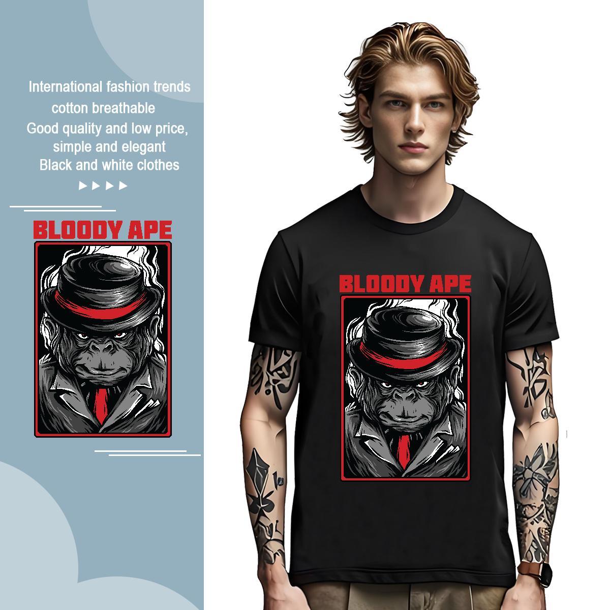 Brand orangutan T shirt Anime Printing Street Men Clothes T-Shirt 100% Cotton 230g Custom Breathable Crew Neck Plus Size Cartoon Tops Tees