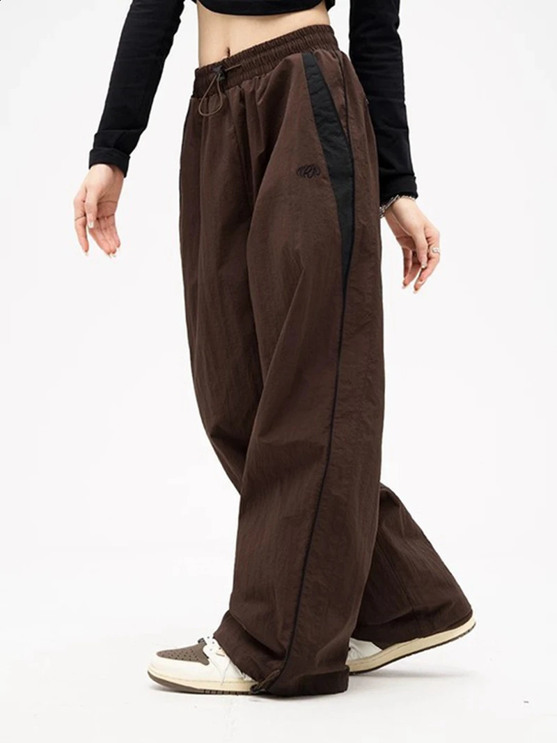 Y2k Women Wide Leg Cargo Pants Casual Streetwear Loose Drawstring Trousers Drawstring Sweatpants Female Vintage Baggy Joggers 240821