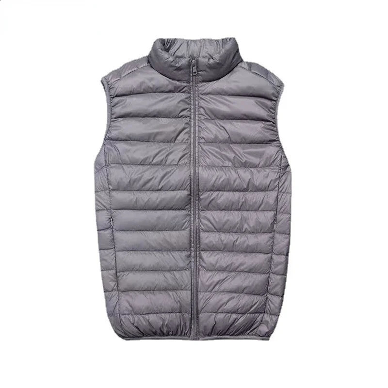 Mens winter down vest loose duck style lightweight feather jacket warm mens and simple solid color 240822