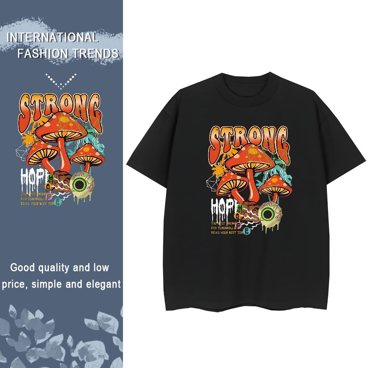 2024 DIY T-Shirts for Women Short Sleeve O-Neck 230g Cotton Couples T Shirts Customized mushroom Street Casual Nice Polos