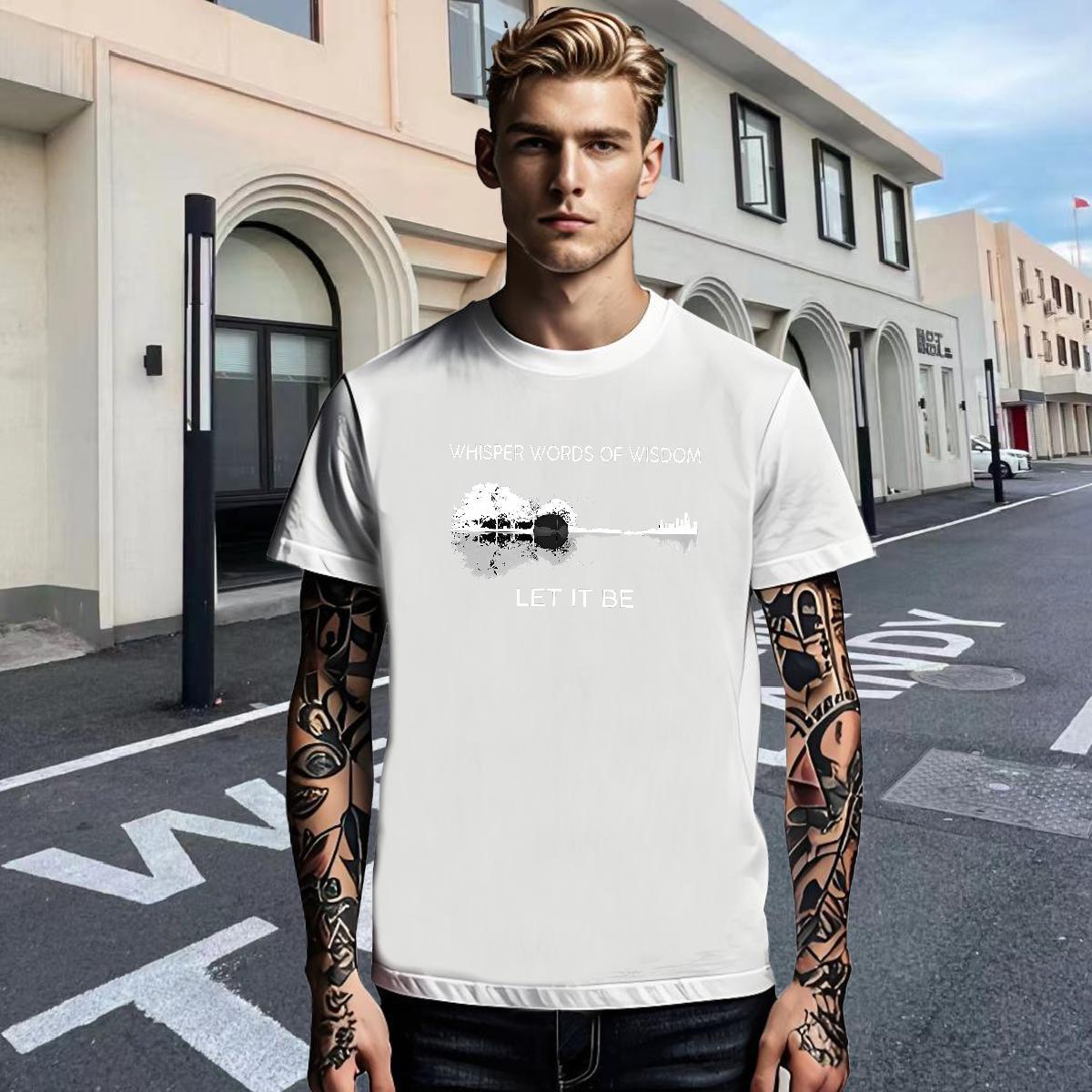 Loose Fit Men Tees Sport 230g Cotton Cartoon Print Short Sleeve O-Neck letter T shirt Fashion Design Tshirts