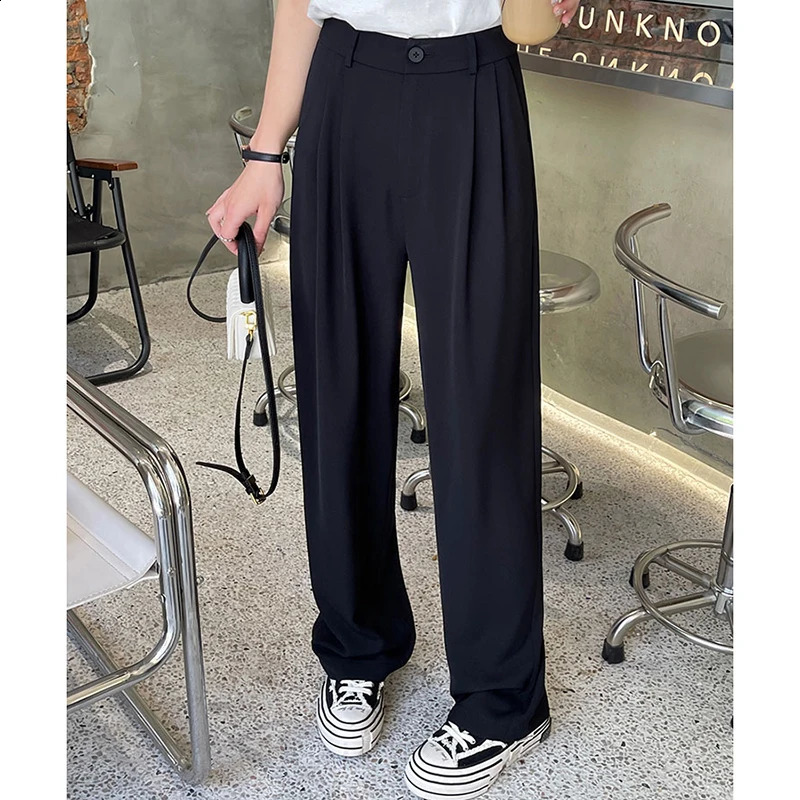Women Korean Fashion Trousers Female Thin Joggers Slacks Fitness Baggy Green Black White Pink Gray Straight Leg Pants 240821