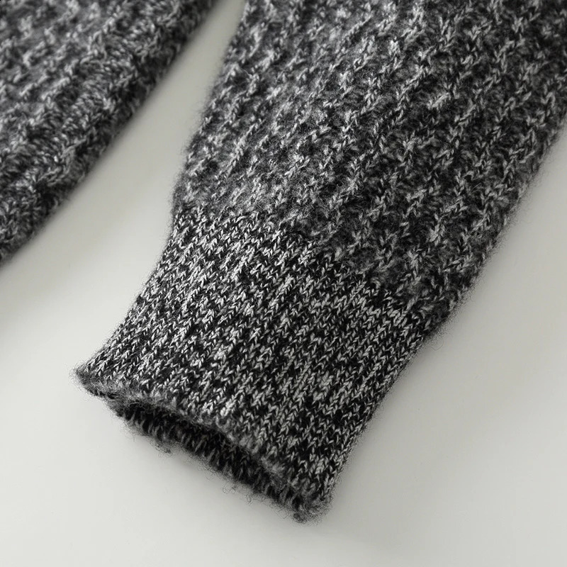 Autumn and winter 100% pure wool mens stand up collar loose thick zipper cardigan business casual sweater jacket 240821