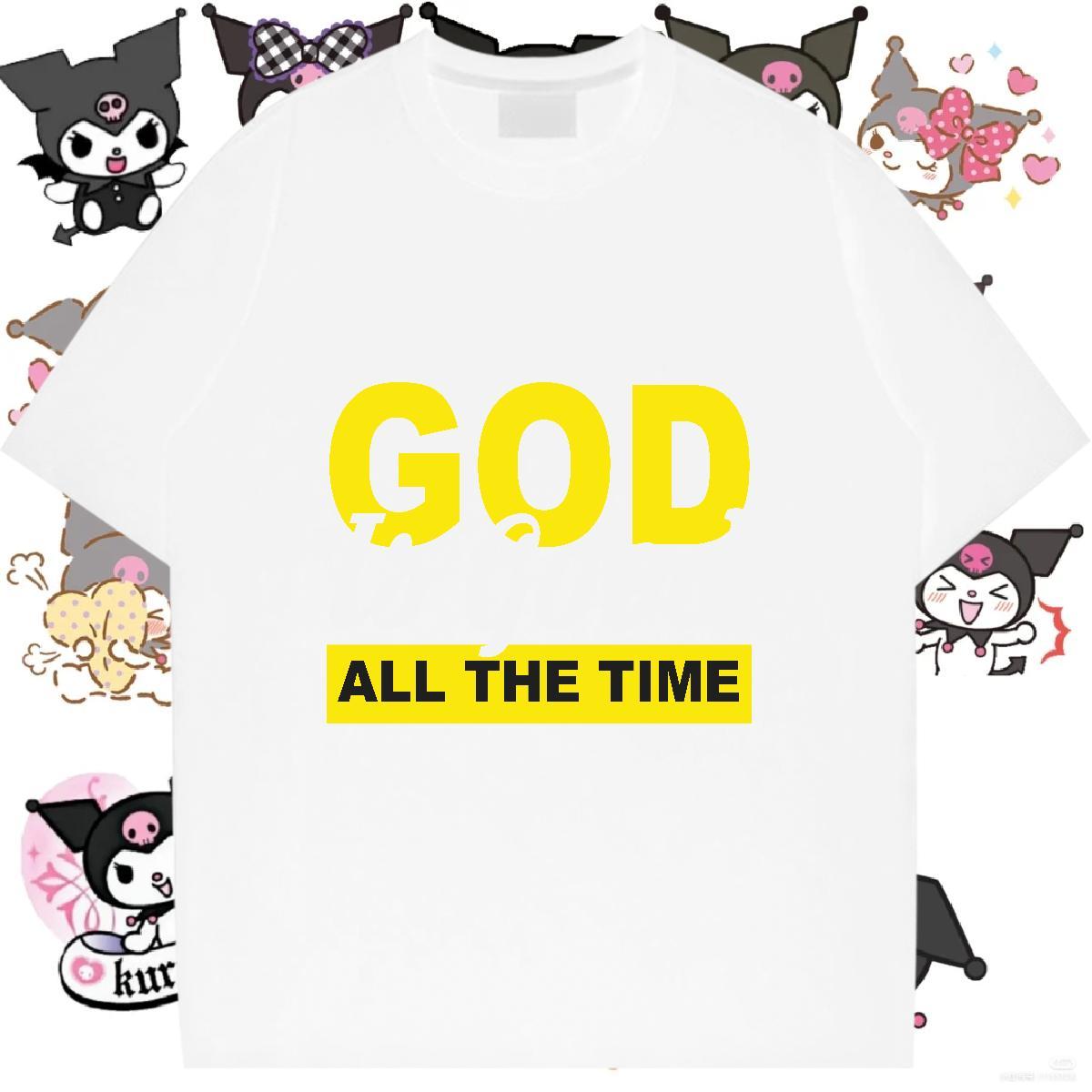 Free Shipping Couples T Shirts 230g Pure Cotton god Daily Wear T shirt Crew Neck Customized Print Top Tees