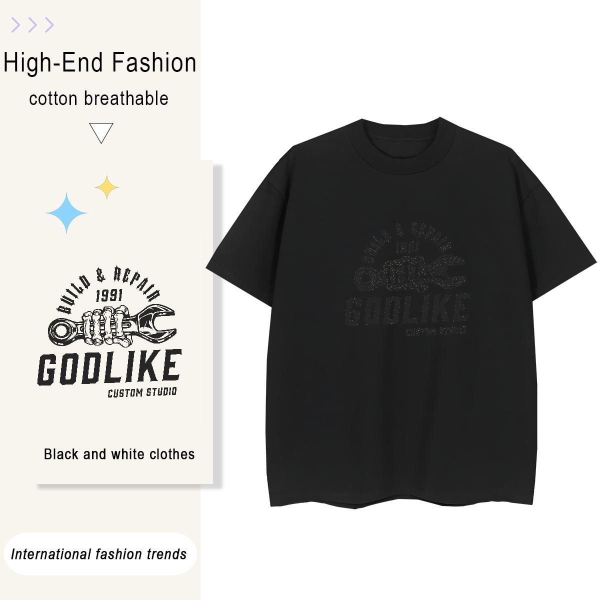 Loose Men Tops Tees Casual Daily Wear 100% Cotton 230g DIY Round Neck Short Sleeve tool Man T Shirts Fashion Designer Tee Shirt