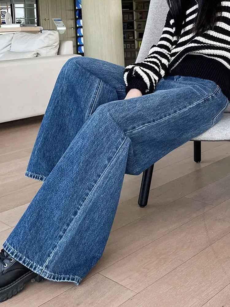 Woman High Waisted Wide Leg Jeans Korean Fashion Casual Straight Denim Pants Streetwear Vintage Style Baggy Kot Pantolon 240821