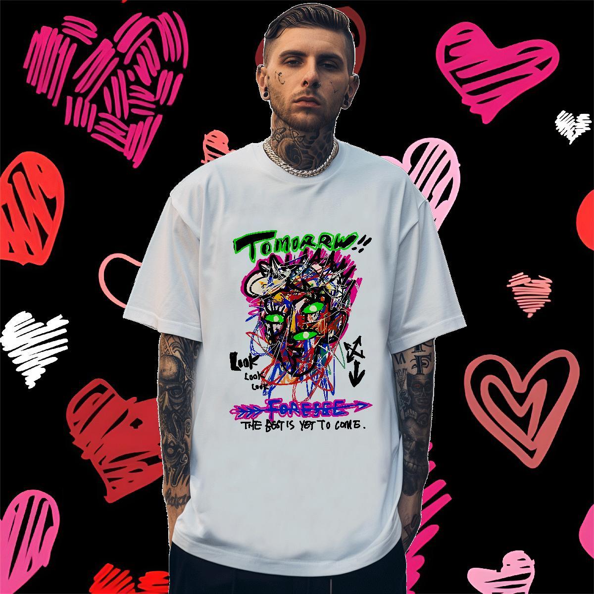 New Arrival graffiti Men Tees 230g 100% Cotton T Shirt For Man Customized Print Sport Breathable Soft Comfortable Tees Shirts