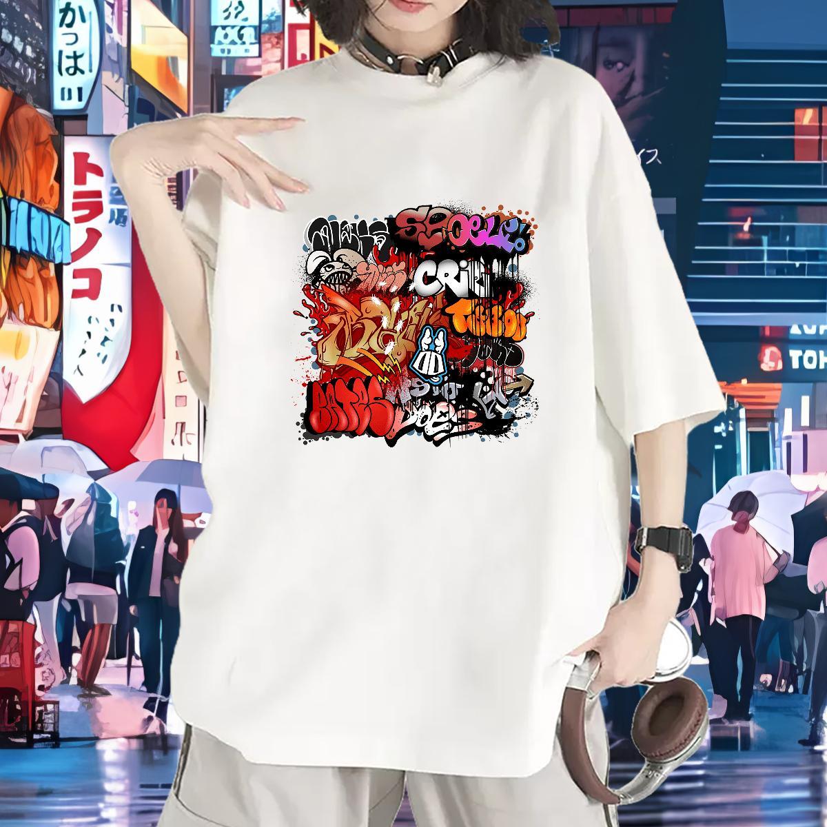 Lady Women Tshirts 230g Cotton painting Street Woman T Shirts Breathable Short Sleeve Custom Print Plus Size Clothings