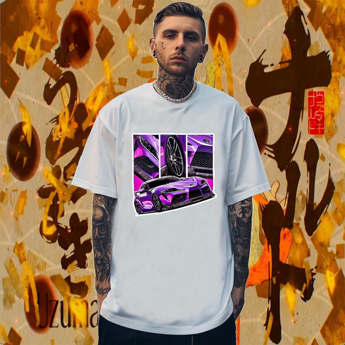Loose Men Tees Sports Casual 230g 100% Cotton White Plus Size Breathable Soft car T-Shirts Custom Tops