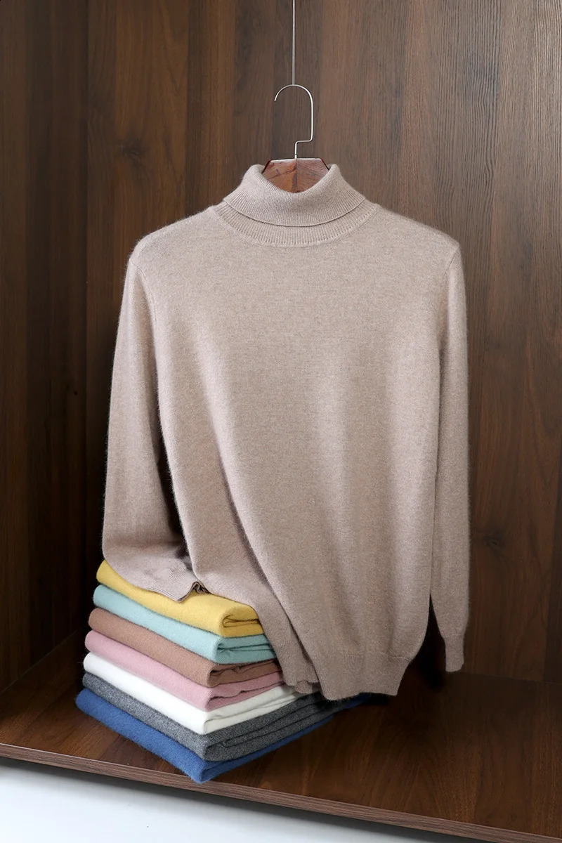 Spring and Autumn Turtle Neck Mens Knitted Sweater Comfortable Loose High End Fully Matched Skydiving Top 240821