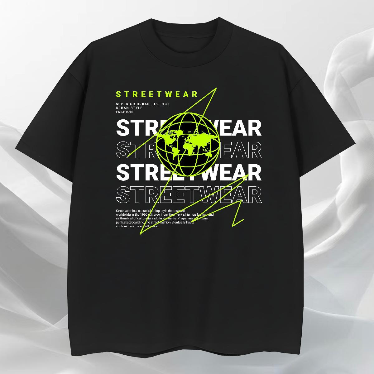 Loose Fit Men Clothes T-Shirt Hip Hop Street 100% Cotton 230g DIY Printed Breathable Soft earth T-Shirts for Men Fashion Design Polos