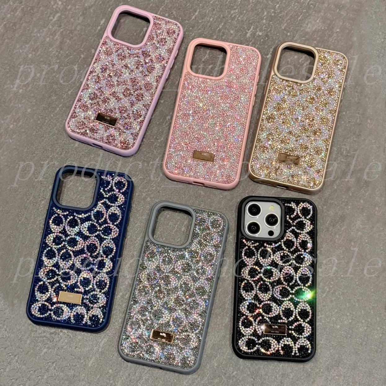 Luxury Bling Glitter Phone Cases For Iphone 13 14 15 16 17 Air 17pro Pro Max Fashion Designer Plating Rhinestone Diamond Women Soft Silicone Protectiv