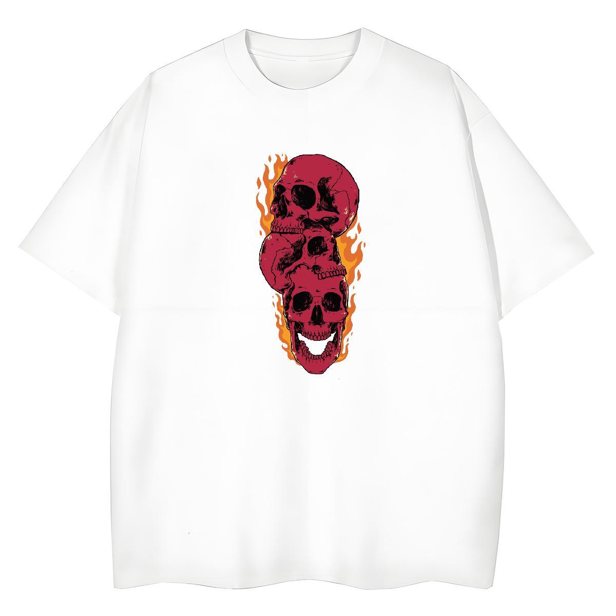 New T Shirts Women 230g 100% Cotton Crew Neck Casual Daily Wear skull Tshirt for Man Woman Free Shipping Customized Print Clothes