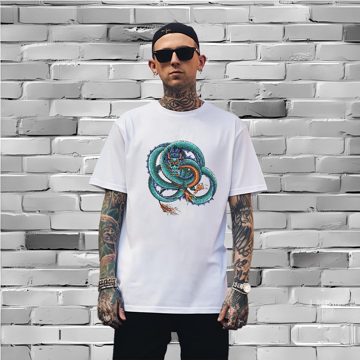 TOP Quality dragon T-Shirts Outdoor Mens Tshirts 230g Pure Cotton Fashion Casual Breathable Crew Neck Black Oversized Tees