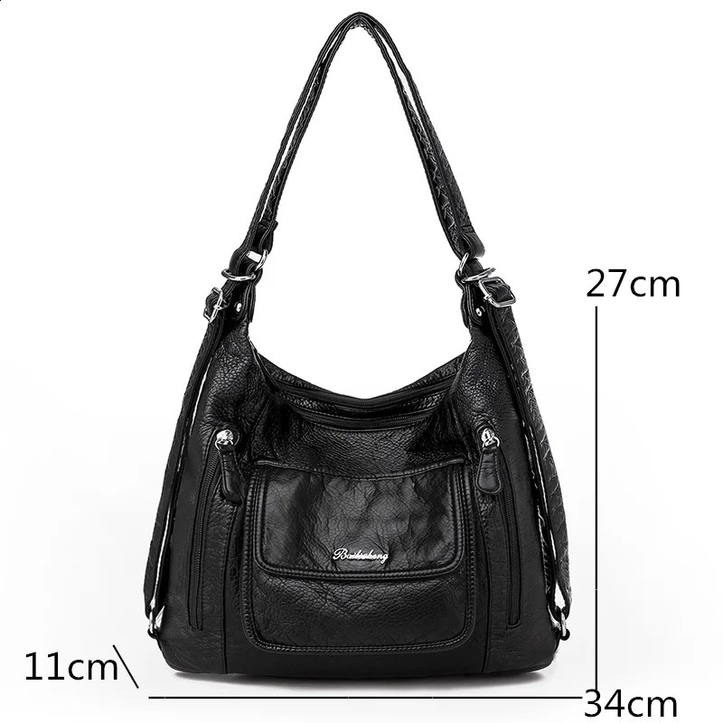 Women Leather Handbags Vintage Soft Large Capacity Casual Tote Bag High Quality Female Shoulder Bags Sac 240821