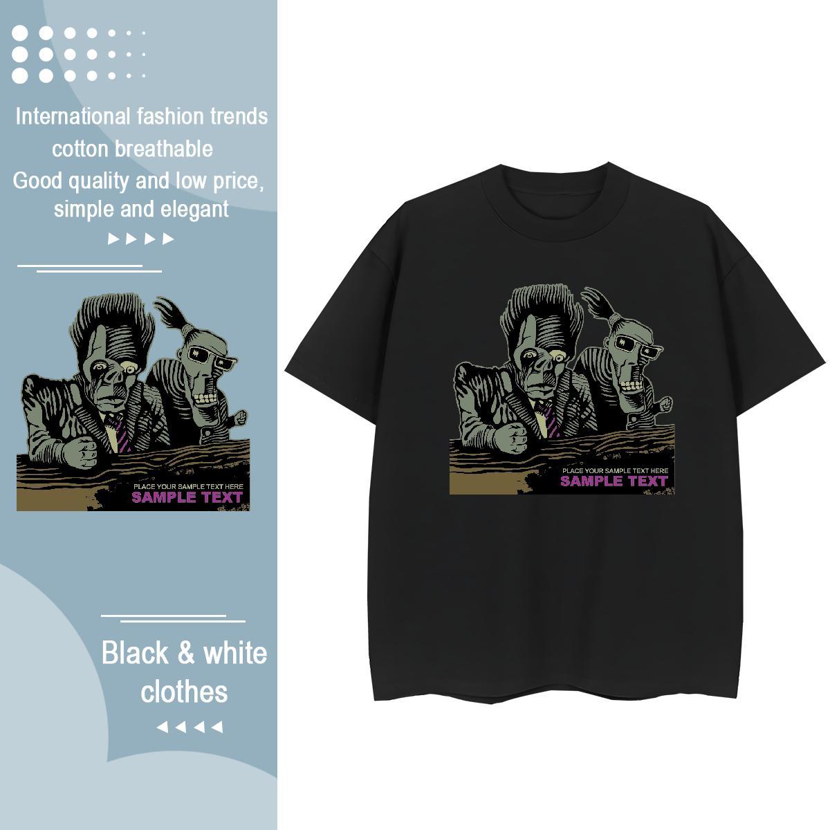 Loose fit Unisex Tshirts 100% Cotton 230g scary Street Womens T Shirts Breathable Short Sleeve Cartoon Floral Printing Top Shirts