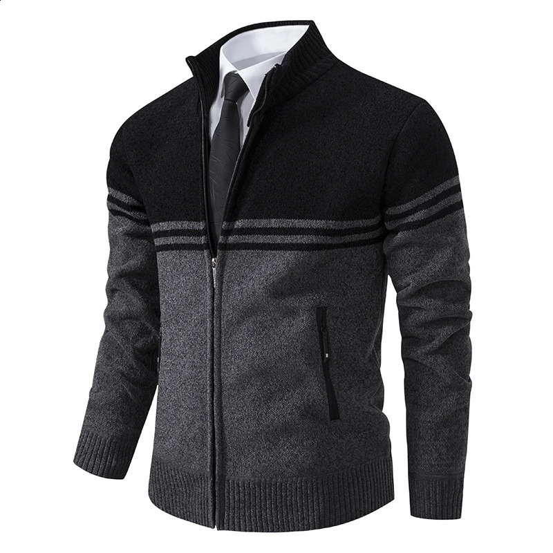 Mens winter sweater thick wool warm sweater casual stand up collar zipper cardigan 240822 ww