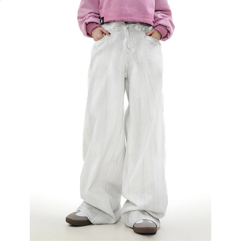 Womens Jeans Straight Pants Vintage Tie Dye High Waist Self Cultivation Wide Leg Casual Baggy Plus Size Denim Trouser Ladies 240821