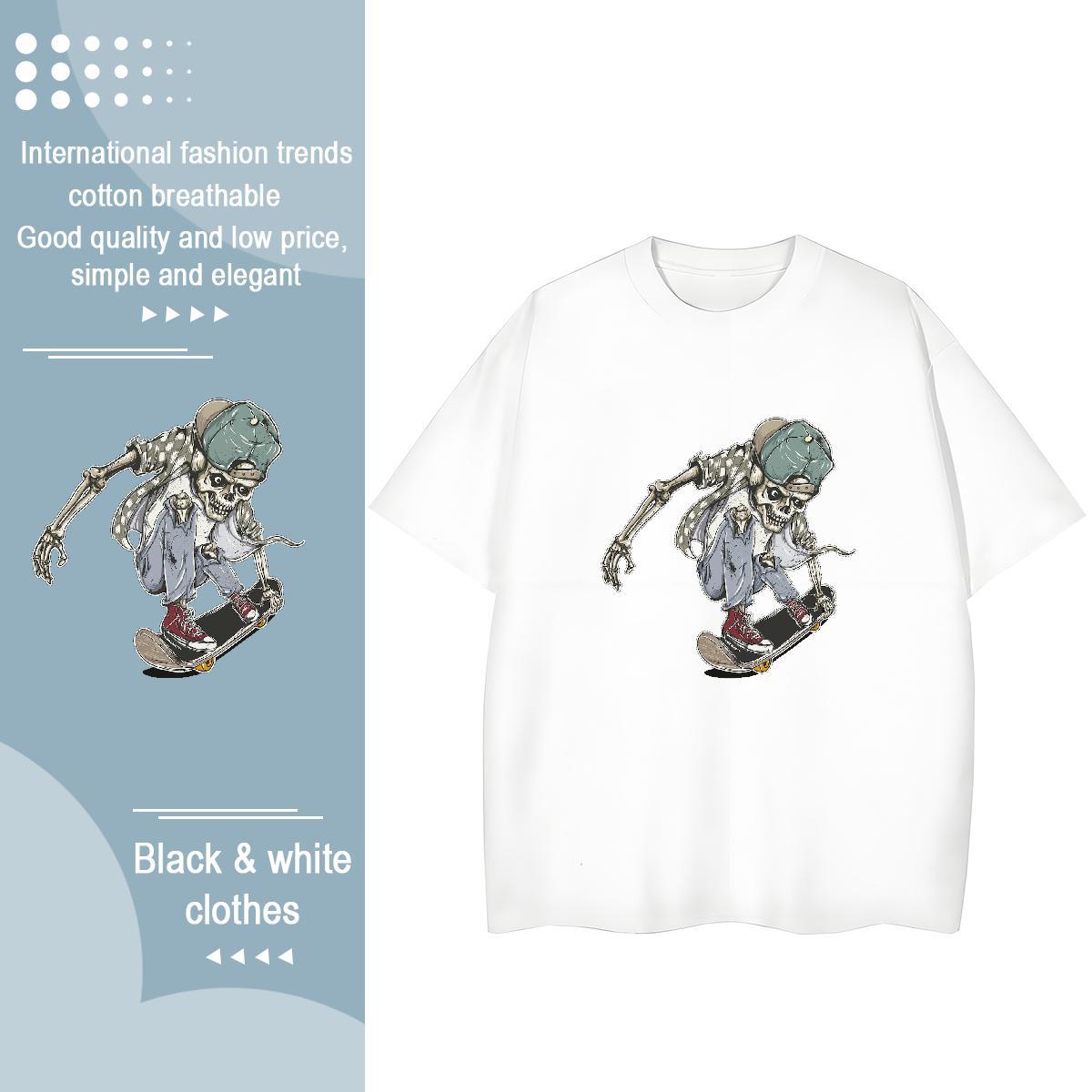 DIY T Shirts Women 230g 100% Cotton Breathable Soft Street skull Tshirt for Man Woman Loose fit DIY Anime Clothes