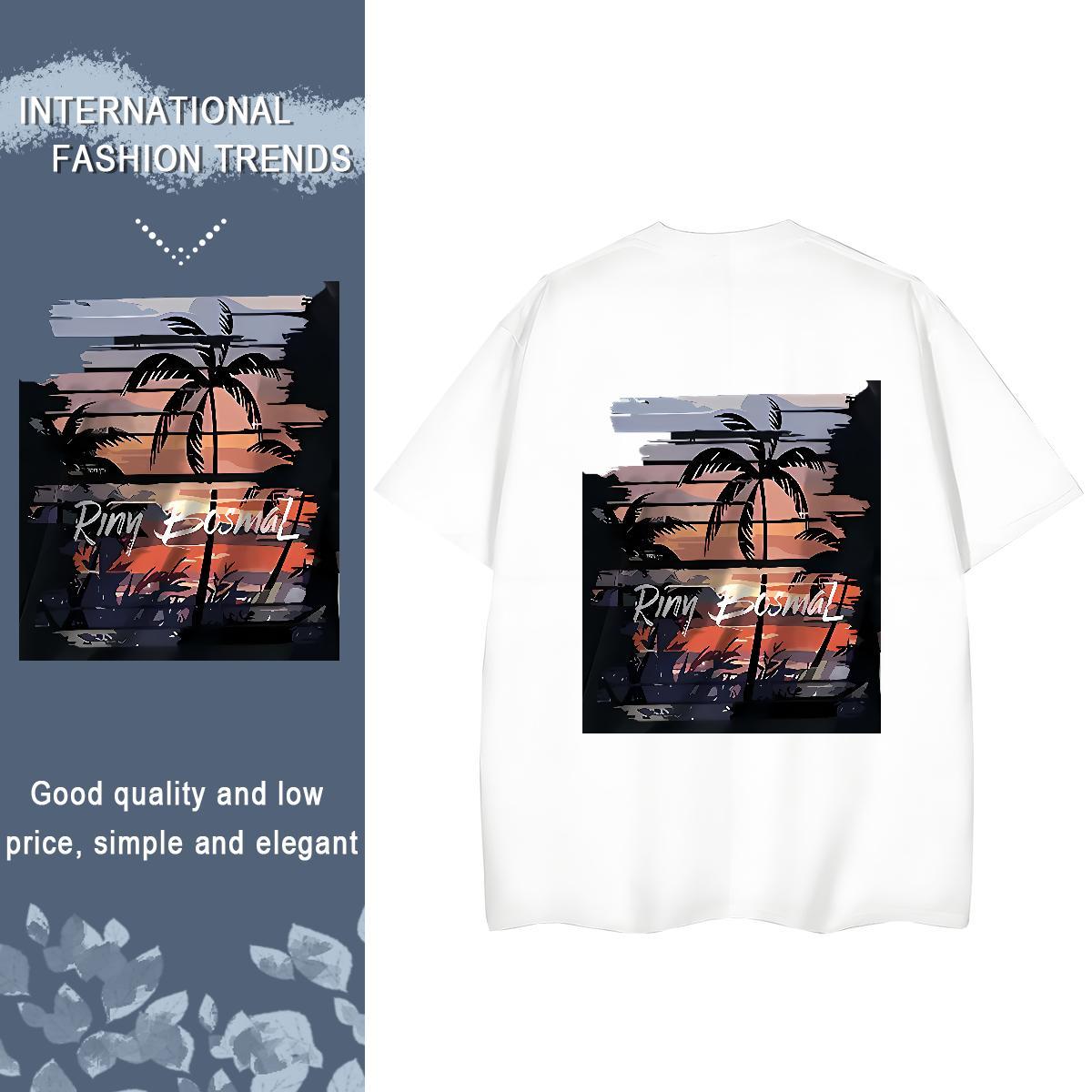 Fashion Casual Hip Hop Street Tshirt for Man Woman scenery Breathable Short Sleeve 230g 100% Cotton T Shirt For Man Loose Fit Black Oversized Tees