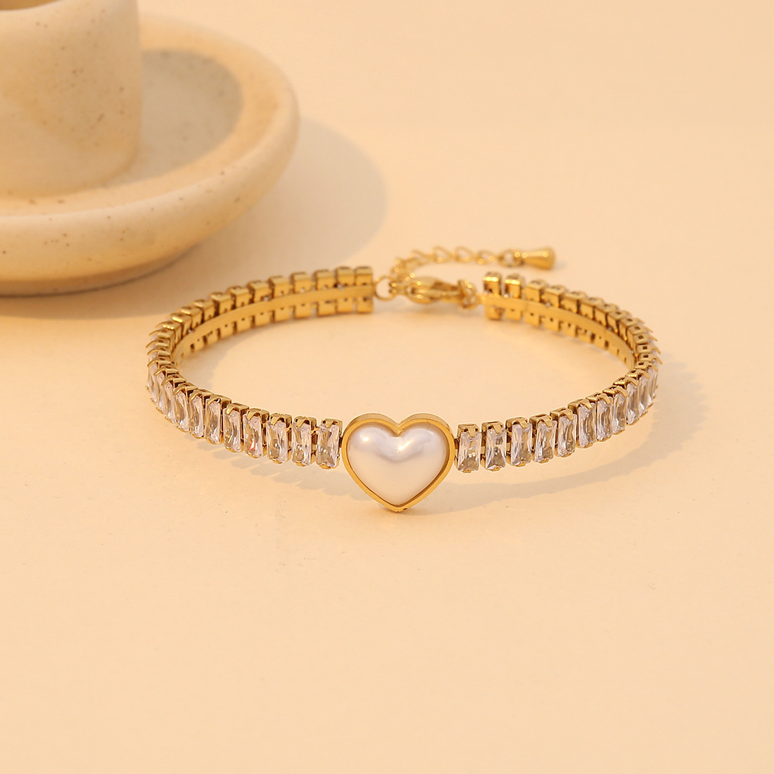 New Zirconia Stainless Steel Bracelet with Dripping Oil Eyes, Unique Design, Charm, Love Jewelry