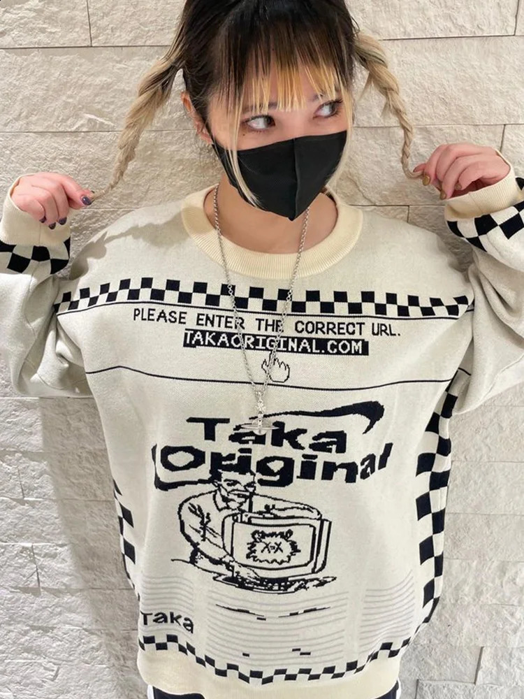 Womens sweater ultrafine Y2k aesthetic top knitted zipper skydiving graphic winter street clothing Korean fashion long sleeved 240821