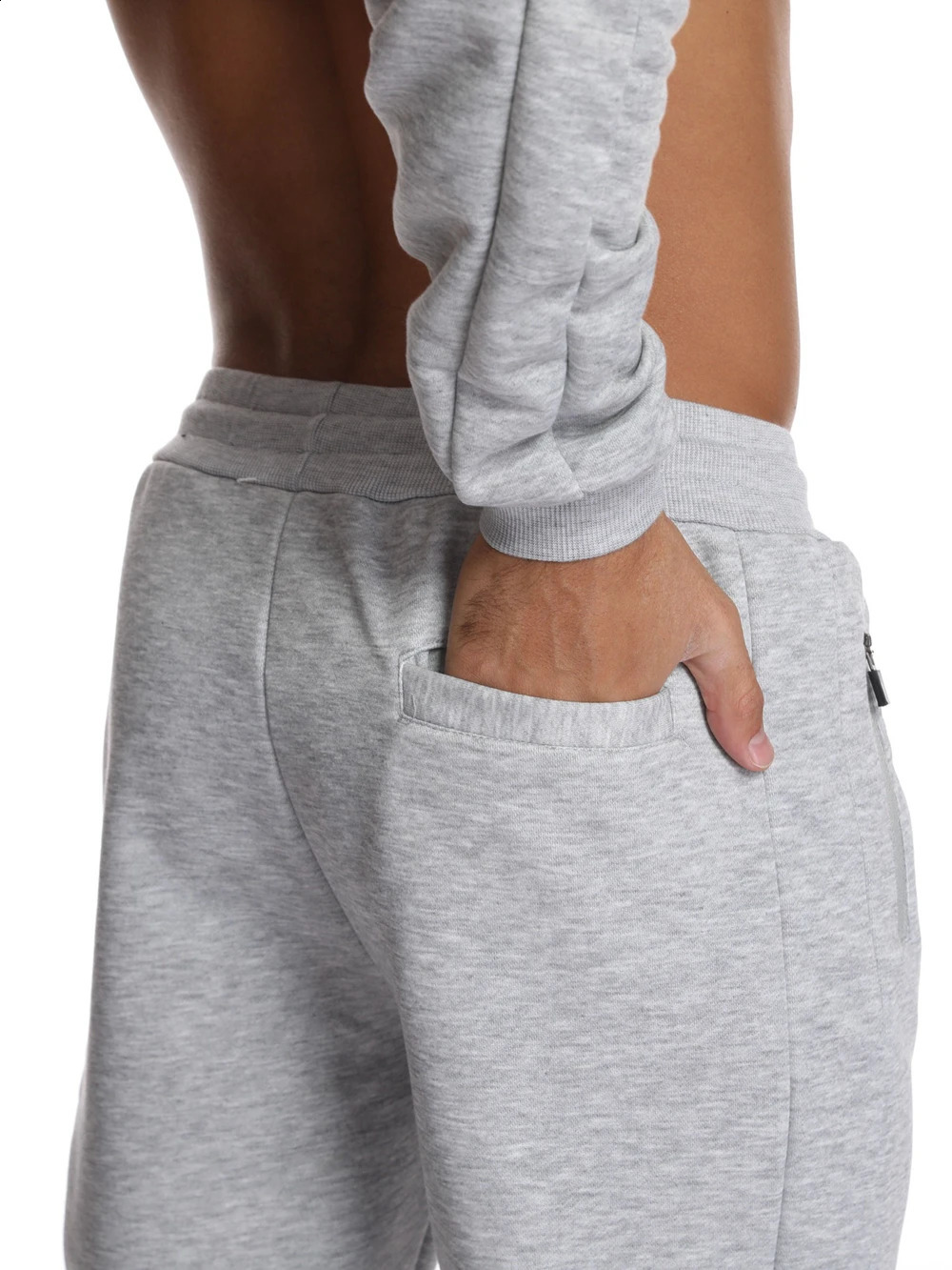 Mens sports training set gym fitness sportswear zipper jogging gray and black mens 240822