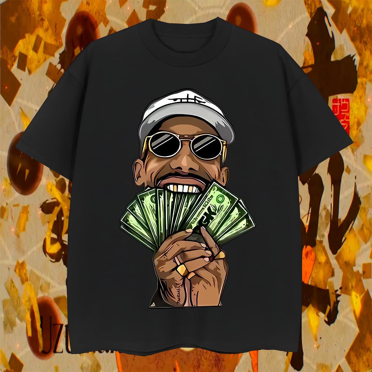 Soft Men Tees Hip Hop Street 230g 100% Cotton DIY Anime Crew Neck money T Shirts Men Designer Fashion Clothings