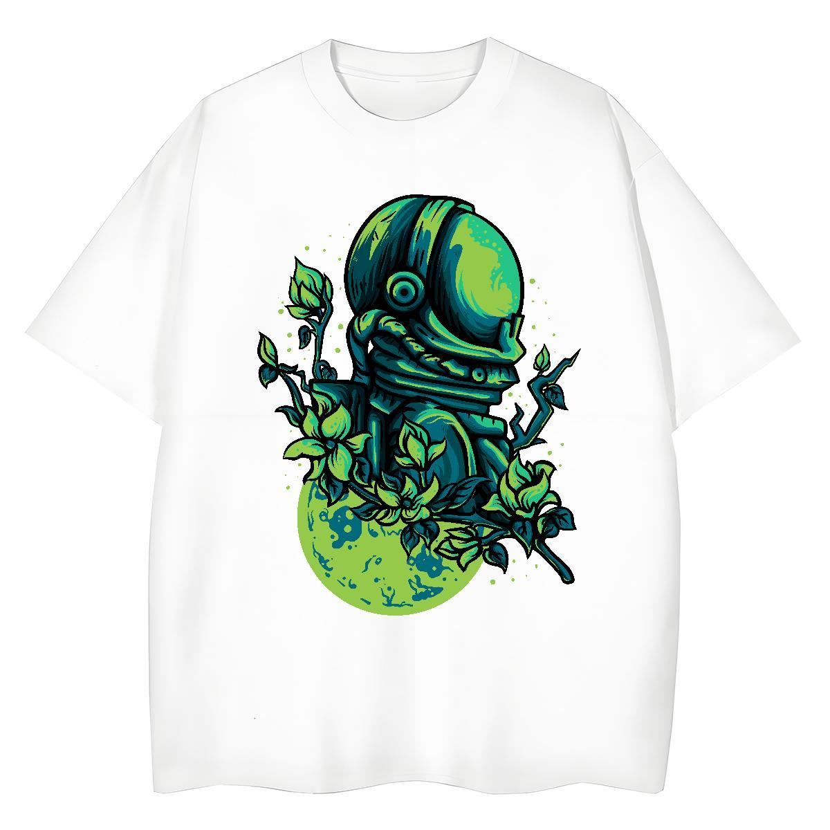 5A Woman Tshirt 230g Cotton cosmonaut Hip Hop Women T Shirts Crew Neck Black White Clothings