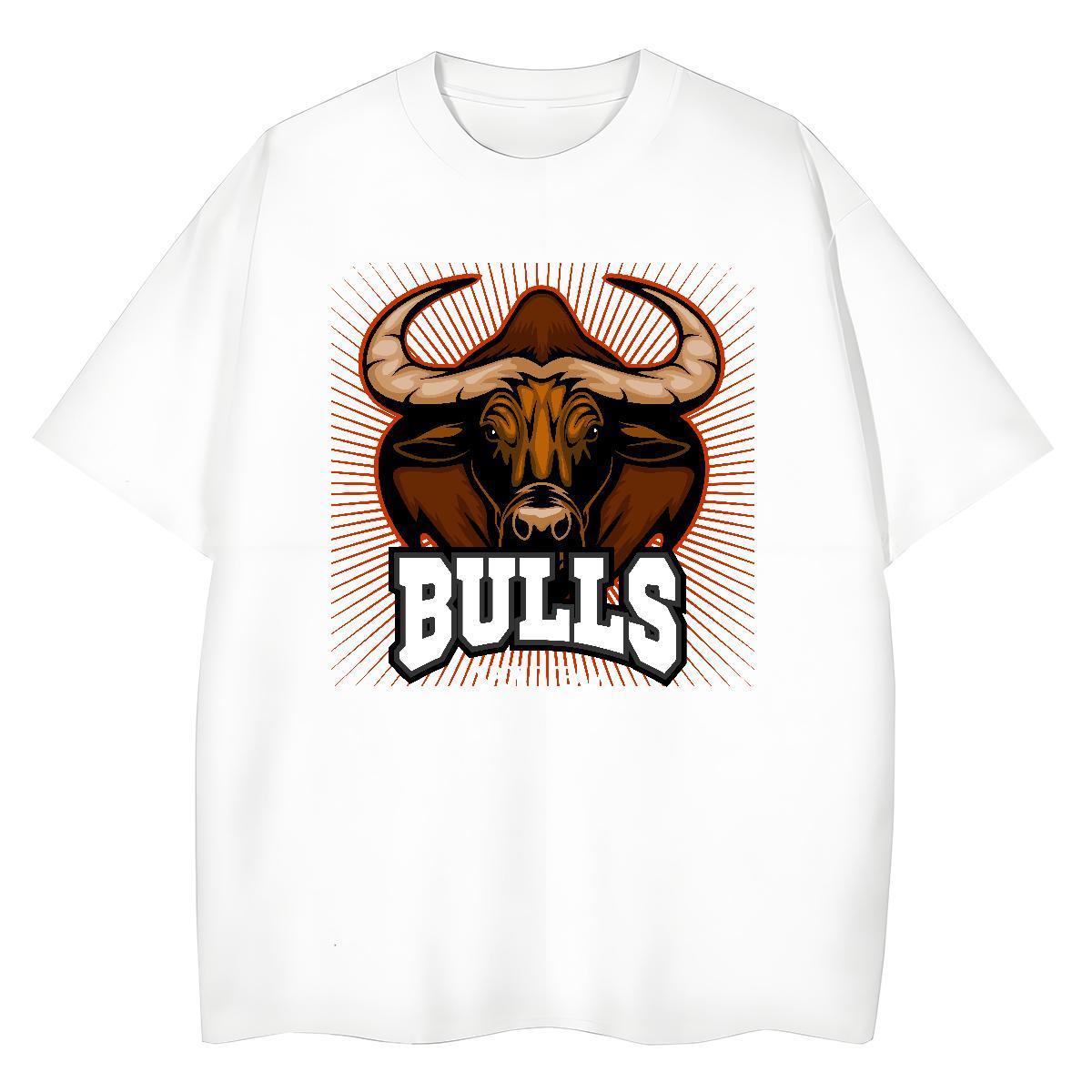 Fashion Women T Shirts Breathable Soft 230g 100% Cotton Unisex Tshirts Oversized bull Hip Hop Street 5A Tops Tees