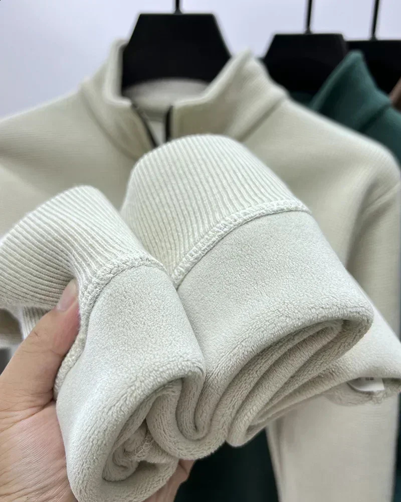Winter Warm Sweater Fashion Mens Knitted Wool Short Fat Half Zipper Thick y Clothing Turtle Neck 240821