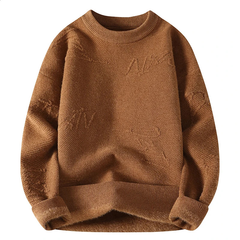 Autumn and winter casual gentleman fashion business Korean version slim trend solid color handsome mens collar sweater 240821