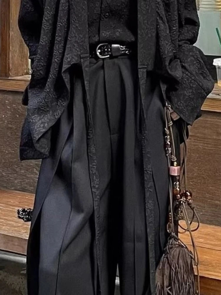 ADAgirl Vintage Japanese Style Woman Baggy Suit Pants Y2k Pleated Black Harajuku Gothic Korean Fashion Streetwear Summer Bottoms 240821