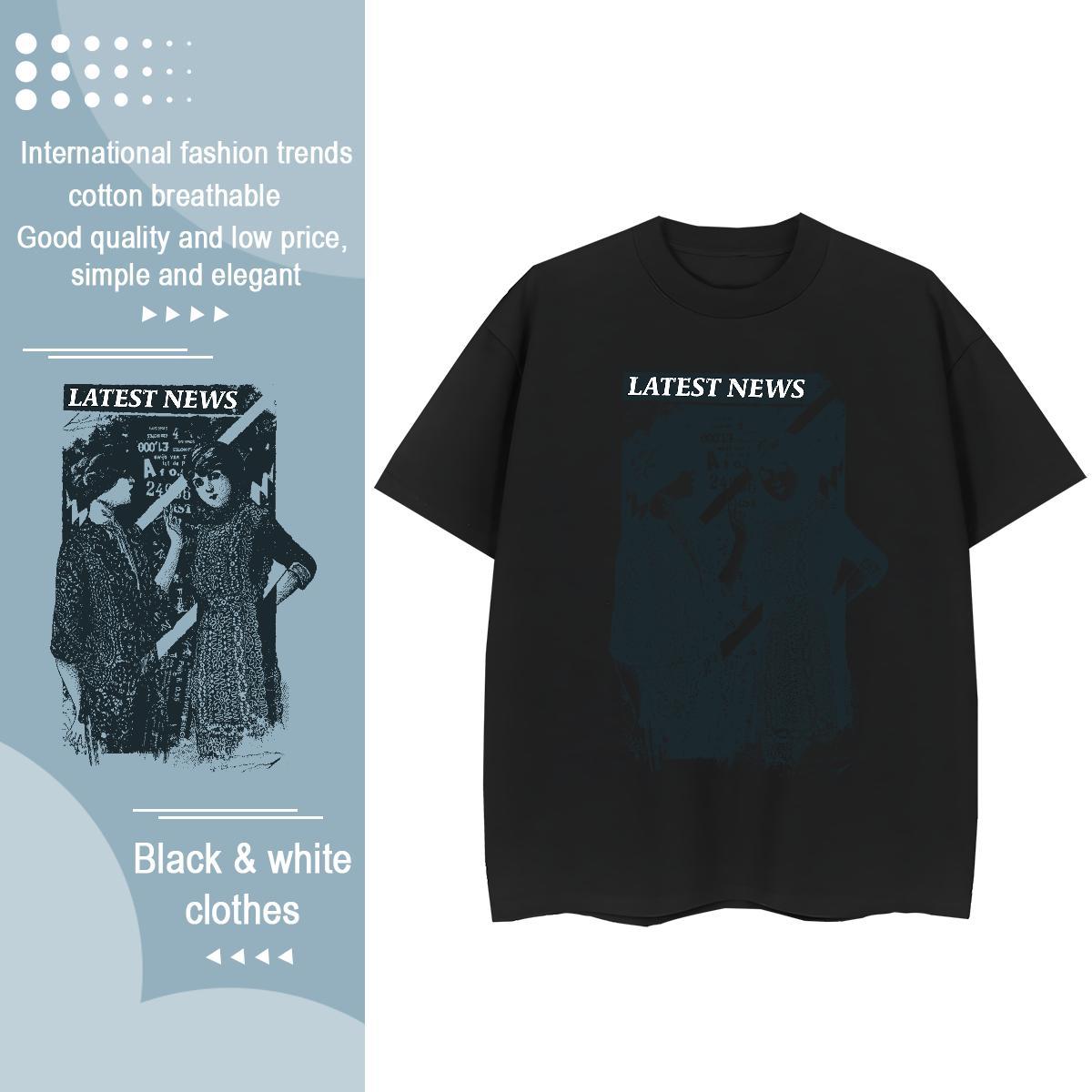 Fashion T Shirts Women 100% Cotton 230g Breathable Crew Neck Casual person Couples T Shirts 5A Cartoon Printing L-4XL Tops Tees