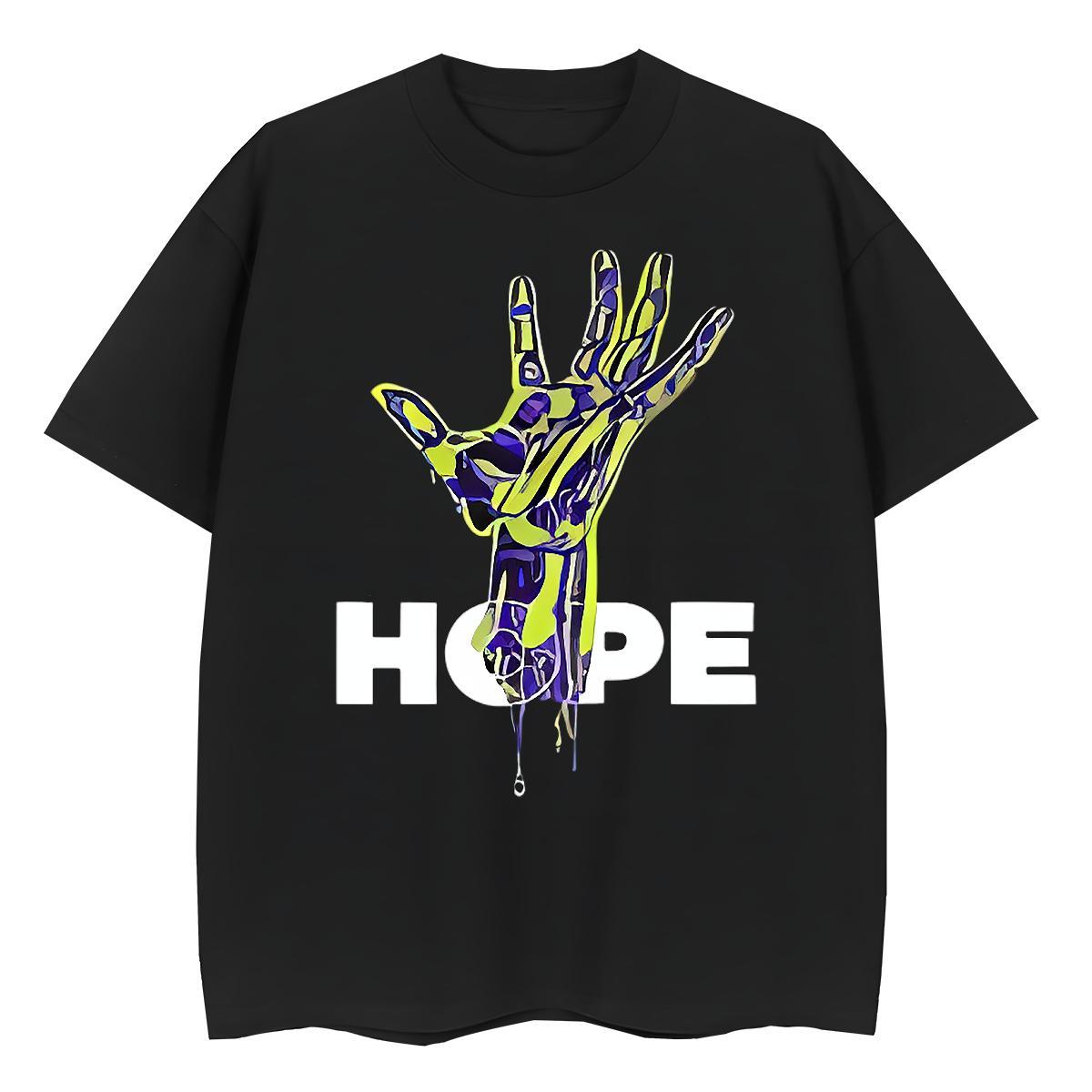 Fashion Casual T Shirt For Woman 100% Cotton 230g Crew Neck High Street Hip Hop hands Lady T shirt High quality Anime Print Tops