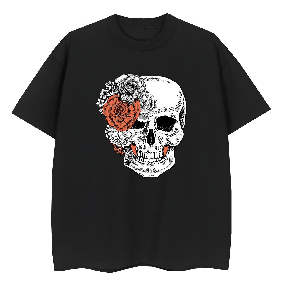 Designer T Shirt For Woman 100% Cotton 230g Short Sleeve O-Neck Sport flower Womens Tshirts Soft Skull Tops