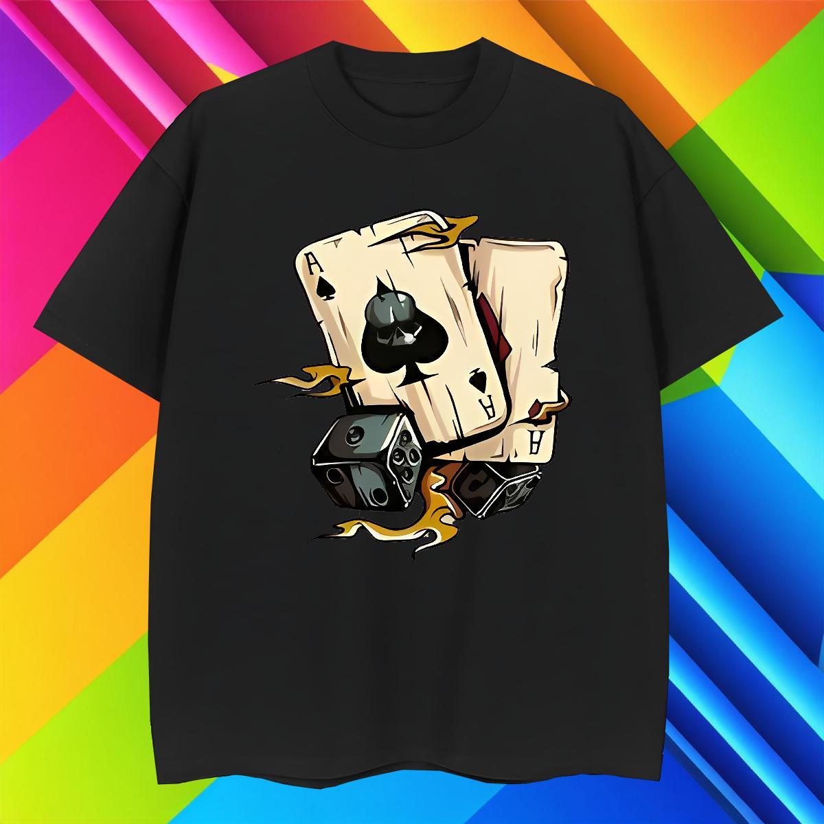 Designer Fashion Tshirts 100% Cotton 230g Anime Printing Street playing card Pure Cotton Mens T Shirts Popular Black White Tee Shirt