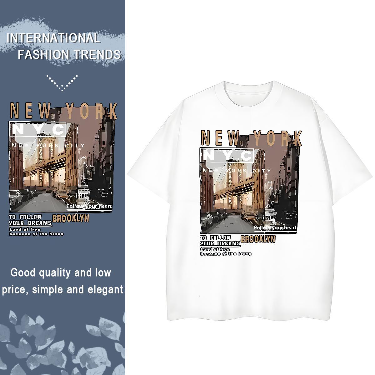 High quality Womens Tshirts 100% Cotton 230g New York Home Outdoor Women T Shirts Breathable Soft Plus Size Custom Tops Shirt