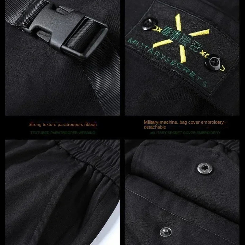 Baggy Sweatpants for Women Y2K Cargo Pants Casual Streetwear Drawstring Hip Hop Trousers with Big Pockets Female Joggers Black 240821