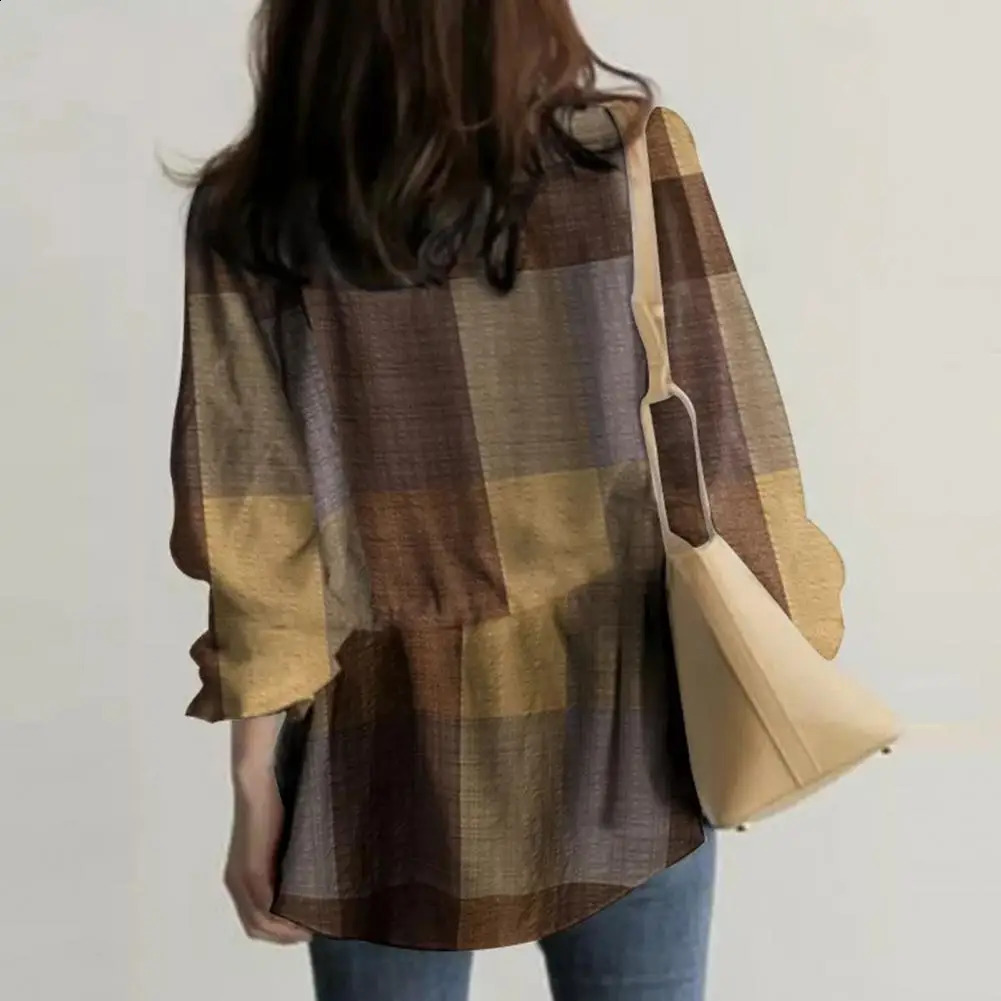 5XL plain weave elegant shirt Vneck ruffled cuffs waist tie simple casual flash long sleeved womens tuning top clothing 240822