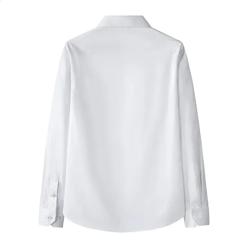 Mens Long-sleeved Slim Shirt Business Casual Formal Office Shirt Male White Black Light Blue Navy Plus Size 8XL Solid Color 240822